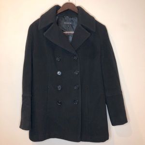 Jones New York double-breasted pea coat,black, size 12